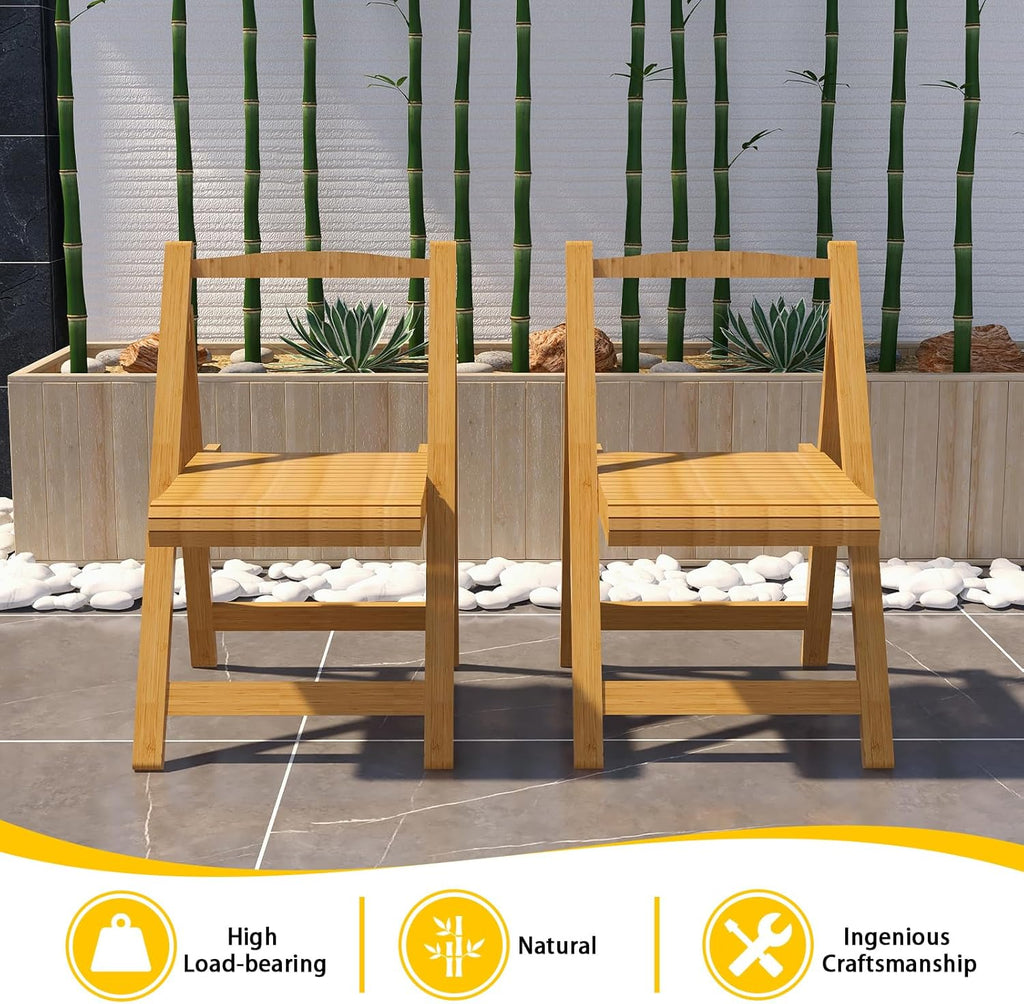 Folding Dining Table Set for 4, Foldable Kitchen Dinning Set with Chairs | Bamboo, Double Drop Leaf Device, Inside of Dinner Table Can Store Fold Chairs, Assembly Free for Compact Apartment - Wood