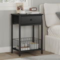 Small nightstand, Bed Side Tables Bedroom, Black Side Table, end Table with Drawer, one Drawer nightstand, Black end Table LNT0061BK