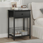 Small nightstand, Bed Side Tables Bedroom, Black Side Table, end Table with Drawer, one Drawer nightstand, Black end Table LNT0061BK