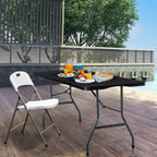 Byliable Folding Table 6ft Portable Heavy Duty Plastic Fold-in-Half 6 Foot Foldable Table Utility Dining Indoor Outdoor for Camping Picnic and Party, Black