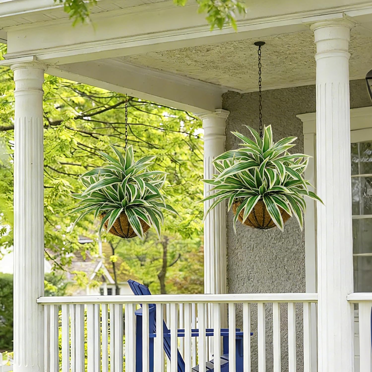 3Pcs Fake Ferns, Faux Outdoor Plants UV Resistant,3D Real Touch Fake Plants Total 60 Blades,Weatherproof Artificial Plants Outdoor Indoor for Garden Porch Home Office Decor