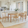 CIMOTA Oak Dining Chairs Set of 4, Farmhouse Wood Dining Chairs Ladder Back Kitchen Chairs, Windsor Dining Chairs for Kitchen and Dining Room, Oak