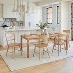 CIMOTA Oak Dining Chairs Set of 4, Farmhouse Wood Dining Chairs Ladder Back Kitchen Chairs, Windsor Dining Chairs for Kitchen and Dining Room, Oak