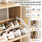 Nicetree Shoe Storage Cabinet for Entryway - Flip Shoe Cabinet with Tiered Fluted Design - Slim Shoe Storage Rack with Gold Legs - Narrow Shoe Cabinet Hidden Shoe Organizer for Small Spaces