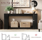 Maupvit Fluted Wooden Console Table with 2 Storage, 71 Inches Rectangular Entryway Table Behind The Couch, Farmhouse Boho Sofa Table for Entrance, Hallway, Living Room (Black)