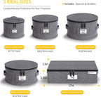 China Storage Containers Hard Shell Box for Moving Dishes, Plate, Wine and Glasses, Dinnerware, Mugs, Saucers Quilted Organizer Dividers for Packing Fine China Storage Containers 5Piece Grey
