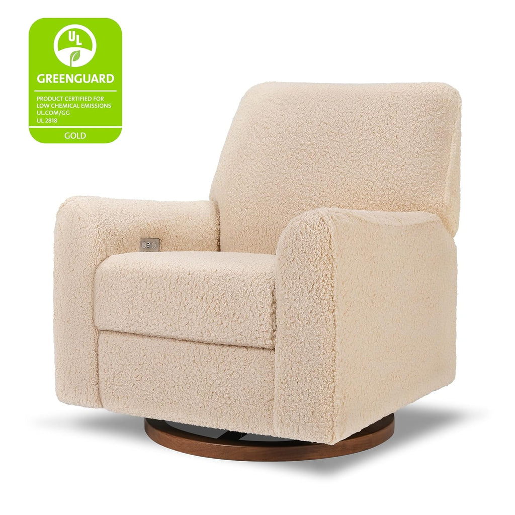 Nurseryworks for Babyletto Sunday Power Recliner and Swivel Glider in Chai Shearling, Greenguard Gold Certified and CertiPUR-US® Certified
