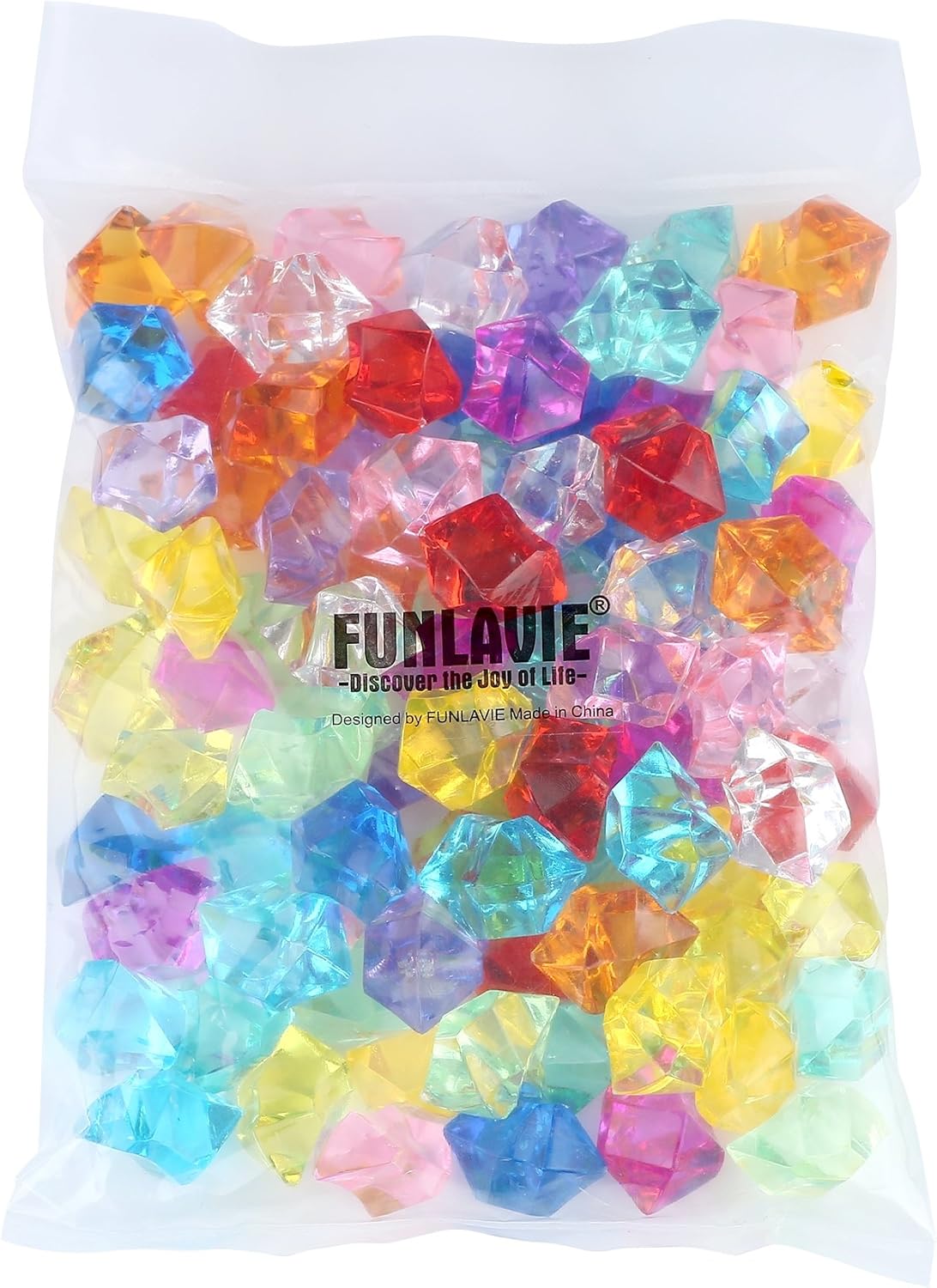 90PCS Multicolored Acrylic Fake Crushed Ice Rocks, Fake Diamonds Gems Plastic Ice Cubes for Crafts, Wedding Centerpieces, Vase Fillers, Home Decor, Table Scatter, Party Decorations