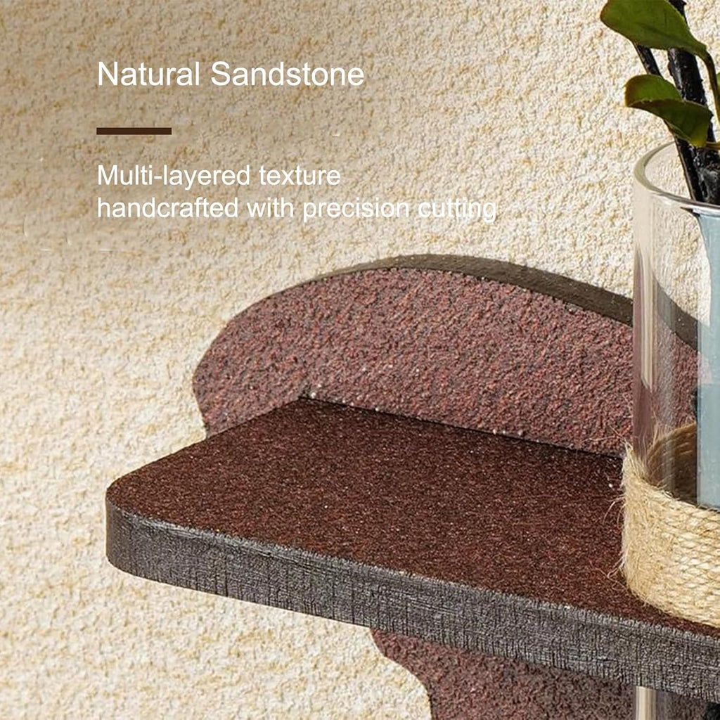 3D Wall Decor Hanging Mural with LED Light, Sandstone Decor Wall Art Painting with Hydroponic Space, Plug-in Power Supply Landscape Wall Sculptures