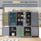 Polibi 73'' Freestanding Wooden Kitchen Pantry Cabinet with Drawers, Adjustable Shelves, and Magnetic Doors, Large Storage Organizer for Dining Room, Kitchen, or Utility Room, Gray