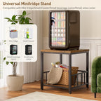 RALGEND End Table, Mini Fridge Stand with Storage, 20" Mini Fridge Cabinet with 2-Tier Storage Shelves, Mini Fridge Table Adjustable Feet, for Kitchen, Living Room, Rustic Brown and Black 5001RSBF