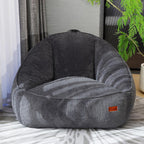 Giant Bean Bag Chair for Adults, Teens and Kids, Cozy Fluffy Corduroy Beanbag Chair with Filler, Large Floor Lounge Sofa for Living Room, Bedroom, Dorm, Gaming and Reading(L-Darkgrey)