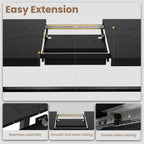 GarveeHome 63-83" Extendable Dining Table, Industrial Rectangular Dining Room Table for 6-8 People, Expandable Kitchen Table with Heavy Duty Metal Frame for Dining Room, Kitchen & Parties, Black