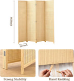 4 Panel Room Divider and Extra Wide Folding Privacy Screen, 63" W x 67" H, Bamboo Room Divider for Room Separation