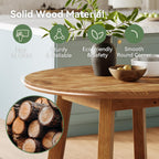 31.5-Inch Round Dining Table for 2-4, Solid Wood Farmhouse Kitchen Table for Living Room, Dining Room, Apartment (Brown)
