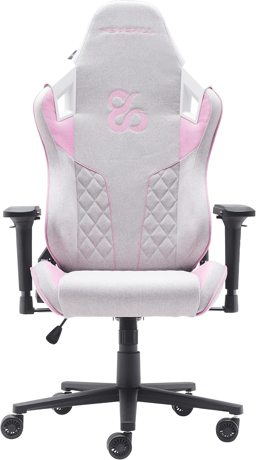 NEWSKILL Takamikura V2 Ergonomic Gaming Chair with 4D Armrests, 180° Backrest, Breathable Fabric and Steel Base, Pink
