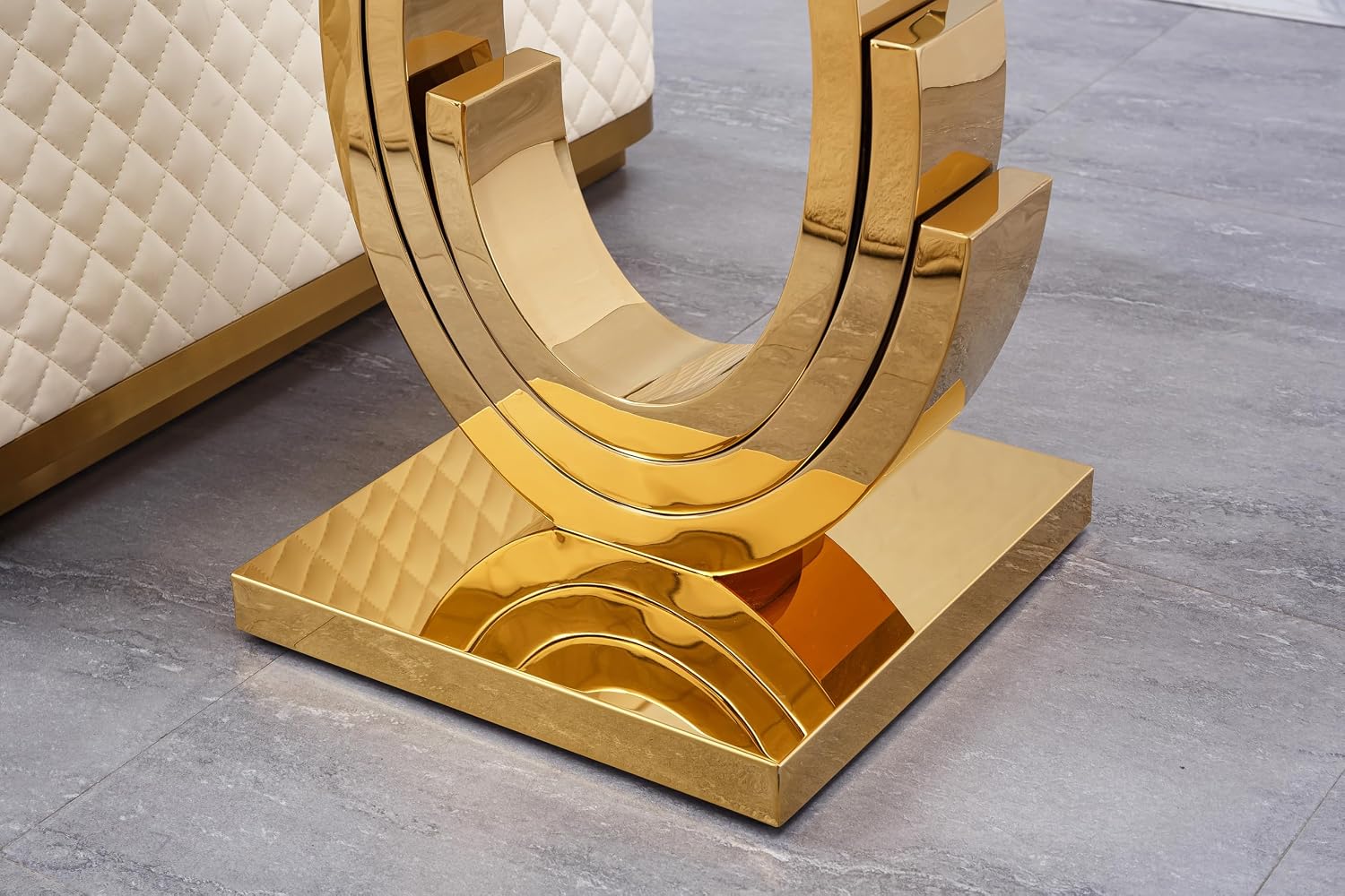 Modern Glass End Table, 22.8" Sofa Side Table with Gold Stainless Steel Frame and Clear Glass Top, Cocktail Tea Table, Square End Table Bedside Table Nightstand for Home Office