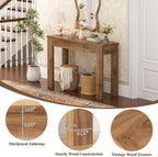 Armocity Console Table, Small Farmhouse Wood Entryway Table, Sofa Tables Narrow Long Behind Couch, Entry Table for Entrance, Hallway, Living Room, 32", Brown Oak