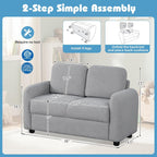 HONEY JOY Toddler Couch, Children Loveseat Sofa Armchair w/Wooden Frame, Teddy Fleece, Flexible Seating for Daycare, Preschool, Playroom, Upholstered Reading Couch, Kids Chair for Boys Girls (Gray)