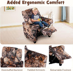 GLACER Kids Recliner with Cup Holder, Velvet Toddler Lounge Chair w/Adjustable Backrest & Footrest, Spring-Loaded Seat Cushion, Push Back Toddler Sofa for Boys & Girls Ages 3+ Years Old (Camouflage)