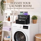 Laundry Pods Container and Dryer Sheet Holder for Laundry Room Organization&Decor, Detergent Powder Container Include 2 Plastic Jars with Lids for Powder, Pods, Scent Booster Beads