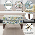 Convenience Concepts Designs4Comfort Marlow Ottoman 27" - Mid-Century Modern Upholstered Footrest & Seat for Living Room, Bedroom, Hallway, or Entryway, Paisley Fabric