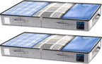 combocube 2 Pack Under Bed Storage Containers, 4.5" Low Profile Underbed Storage Bins with Sturdy Support, Stackable Space Saving Organizer with 4 Handles & Label Windows for Shoes Clothes Blankets