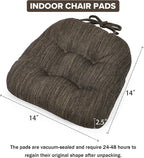 baibu 14×14 Metal Dining Chair Pads with Ties Set of 2, Super Soft Kitchen Chair Cushions Bar Stool Cushions with Non-Slip Bottom - 2 Cushions only (Brown, 14×14×2.5in)