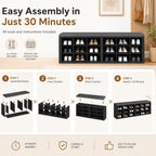 Shoe Storage Bench with Padded Seat, 18-Cubby Shoe Organizer for Entryway, 59.1" Long 700 lb Capacity, for Living Room, Bedroom, Hallway (Blackboard with Dark Gray, Linen, Sponge)