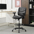 Okeysen Drafting Chair Standing Desk Chair, 500 LBS Leather Big and Tall Office Chair with Adjustable Armrests & Foot Ring, Modern Tall Desk Chair with Mid Back, Swivel Rolling Drafting Stool.