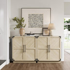 SICOTAS Sideboard Buffet Cabinet with Storage - Modern Farmhouse Credenza with Doors and Adjustable Shelves Fluted Kitchen Buffet Storage Cabinet Coffee Bar Cabinet for Kitchen, Dining Room, Entryway