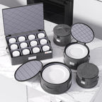 China Storage Containers Hard Shell Box for Moving Dishes, Plate, Wine and Glasses, Dinnerware, Mugs, Saucers Quilted Organizer Dividers for Packing Fine China Storage Containers 5Piece Grey