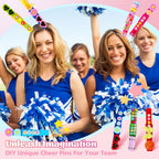 50 Set Personalized Cheer Pins Spirit Clip Kit, Wooden Color Clothespins with 200 Beads, 58 Resin Charms & Gem Stickers, DIY Team Spirit Pins Making Kit for Sports Party, Classroom & Cheer Events