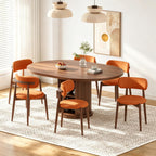 Wooden Dining Chairs Set of 4, Mid Century Modern Upholstered Kitchen Chairs with Solid Wood Legs, 350lb Heavy Duty Padded Side Chairs for Dining Room & Vanity, Orange