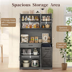 71" H Kitchen Trash Cabinet, 47" Wide Pantry Hutch with Double 12 Gallon Pull Out Trash Bin Holders, Hidden Garbage Storage for Kitchen Dining Room, Gray
