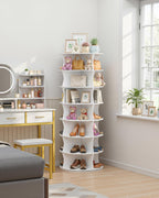 Kitsure Shoe Rack - 7-Tier Rotating Shoe Rack Tower, 360° Revolving Display & Storage Solution with Lazy Susan, Space-Saving Shoe Rack for Entryway, Closet, Bedroom, White