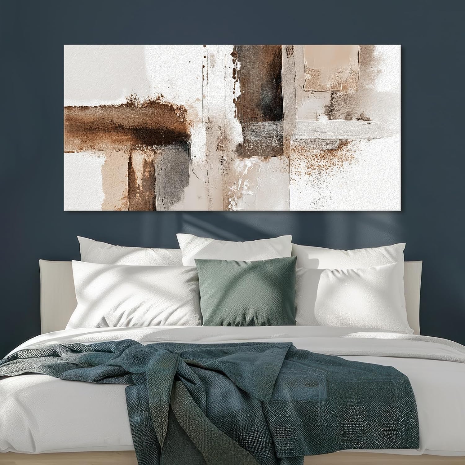Azatyam Wall Art for Living Room Canvas Wall Art Abstract Beige Brown White Minimalist Modern Wall Decor for Bedroom Home Wall Art Picture Prints Horizontal Large Artwork Paintings Decor 20" x 40"