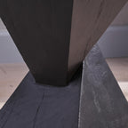 Merax Modern Concrete Side Table with Hourglass Design - Hand-Painted Wood Finish Accenttable for Indoor/Outdoor, Black