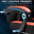 Gaming Chair for Adults, Video Game Chair with Footrest, Big and Tall Gaming Chair Heavy Duty Computer Chair with Massage Lumbar, Ergonomic Adjustable Height and 360° Swivel Seat, PU Leather, Red