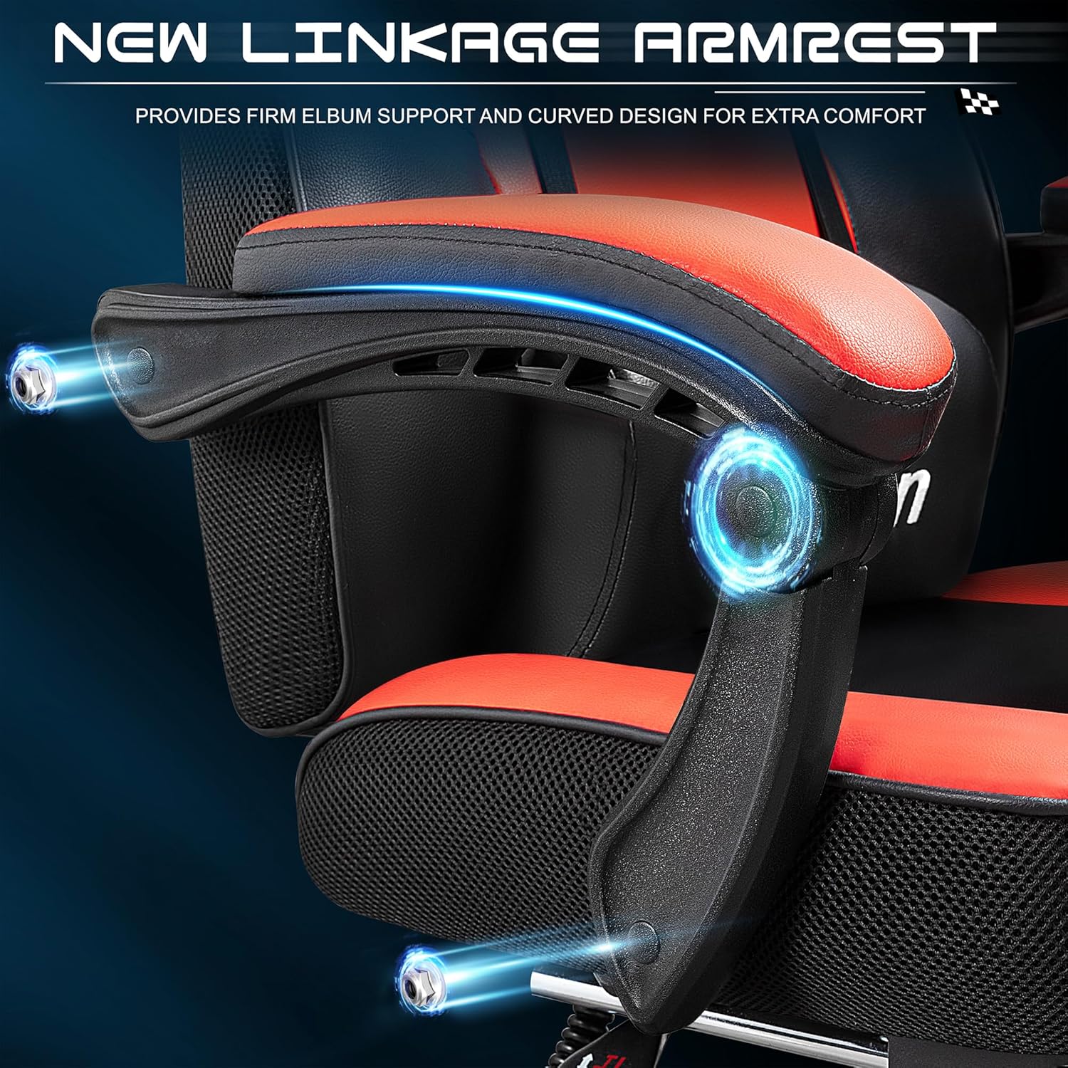 Gaming Chair for Adults, Video Game Chair with Footrest, Big and Tall Gaming Chair Heavy Duty Computer Chair with Massage Lumbar, Ergonomic Adjustable Height and 360° Swivel Seat, PU Leather, Red