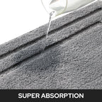HOMEIDEAS Bathroom Rugs Sets 2 Piece, Super Soft and Absorbent Non Slip Microfiber Machine Washable Bath Mat Set (20" x 32" + 16" x 24", Grey)