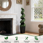 Mavis's Diary 5FT Artificial Spiral Topiary Trees, Set of 2 UV Resistant Faux Boxwood Plants in Square Planter, Indoor Outdoor Fake Shrubs for Front Porch, Entryway, Patio, Home Decor