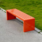 Weatherproof Metal Garden Bench, Small Outdoor Patio Bench, Heavy Duty Front Porch Decor, Outside Park Potting Bench Furniture for Backyard, Lawn & Outdoor Use (Coral)