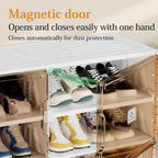 Foldable Shoe Rack Organizer for Entryway with Clear Magnetic Doors - Large Capacity Shoe Cabinet for Boots, Sneakers & All Shoes, Easy Assembly, White 9-Tier 36 Pairs