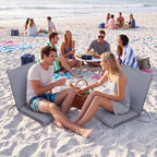 Geetery Foldable Beach Floor Chair Portable Low Seat Navy Stripe Poolside Chairs with Back Support and Carry Strap Thick Seat Cushion for Beach Camping Picnic Stadium Lawn Outdoors