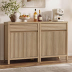 SICOTAS 58" Fluted Buffet Cabinet with Storage, Modern Farmhouse Sideboard with 4 Doors, 2 Drawers & Adjustable Shelves, Sturdy Credenza for Kitchen, Living Room & Entryway, Reclaimed Light Oak
