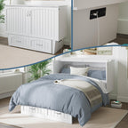 AFI, Nantucket Full Size Murphy Bed Chest with Mattress, Storage Drawer and Built-in USB Charger, White