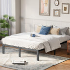 OLIXIS Metal Queen Bed Frame - 14in High with Storage Space, No Box Spring Needed with Sturdy Steel Slat Support, 2200LBS Heavy Duty for Easy Assembly, Black for Bedroom
