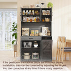 71" H Kitchen Trash Cabinet, 47" Wide Pantry Hutch with Double 12 Gallon Pull Out Trash Bin Holders, Hidden Garbage Storage for Kitchen Dining Room, Gray