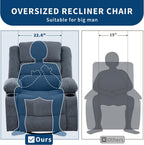 Garvee Rocking Recliner Chair Lazy boy Swivel Nursery Rocker for Adults | Wide 360° Recliner with Cup Holder Glider with Upholstered Deep Seat Linen Lazy boy chair for Living Room Blue